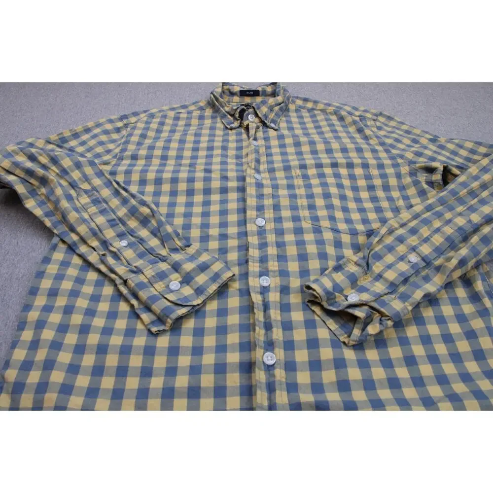 J Crew Shirt Mens Medium Plaid Flex Washed Slim‎ Fit Button-Down